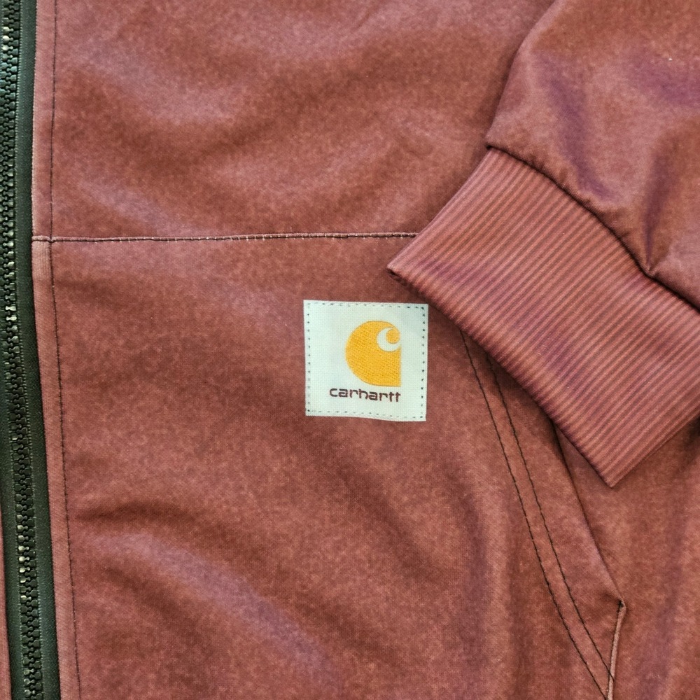 Carhartt Mens Zip Up Windbreaker Hoodie Burgundy Mottled Performance Small - Picture 2 of 8